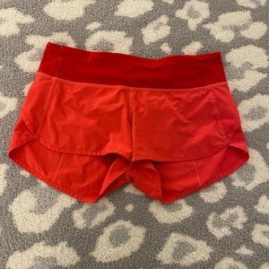 Lululemon Athletica Red/Pink/Orange Speed up Shorts size 4